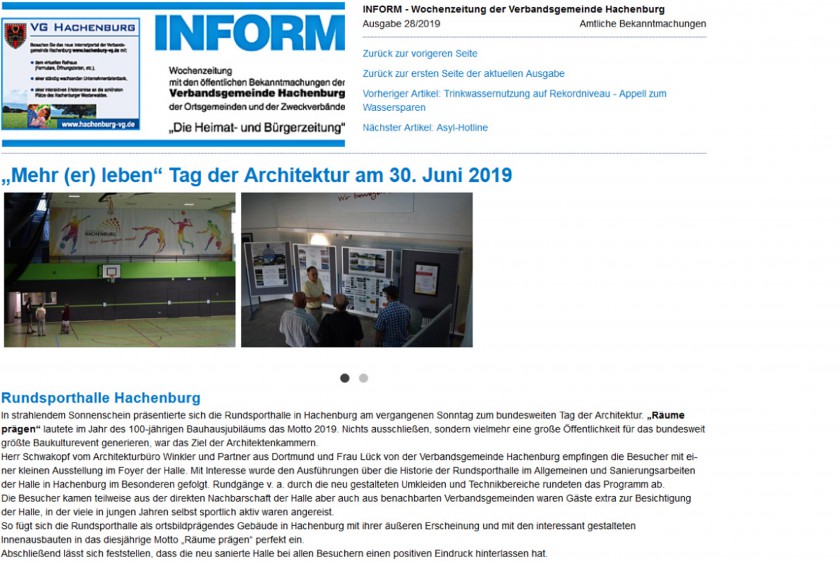 Rundsporthalle Hachenburg – Tag der Architektur 2019 07/2019